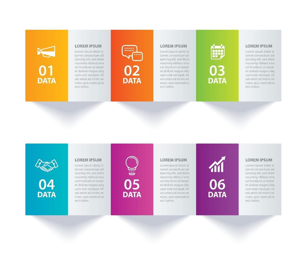 infographics papieren index met 6 gegevenssjablonen vector