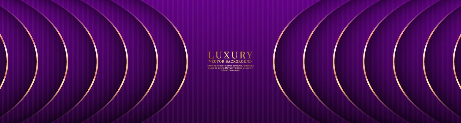 3d Purper luxe abstract achtergrond overlappen lagen Aan donker ruimte met gouden kromme decoratie. grafisch ontwerp element uitknippen stijl concept voor banier, folder, kaart, brochure omslag, of landen bladzijde vector