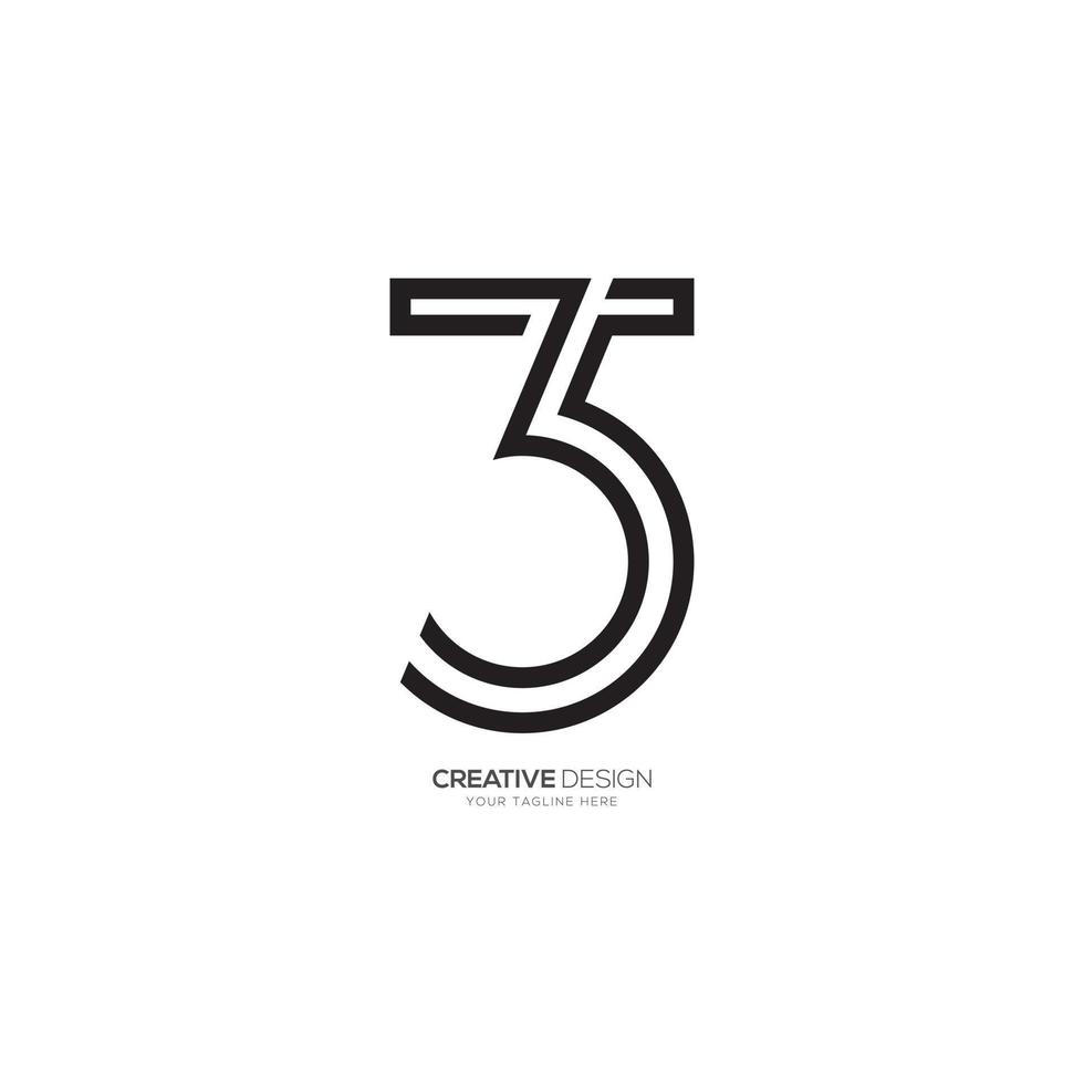 lijn kunst aantal 35 creatief monogram logo vector