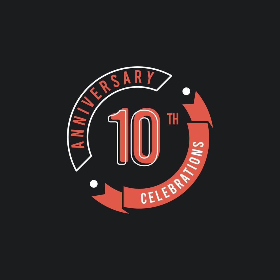 10e verjaardag vieringen elegante vector sjabloon ontwerp illustratie