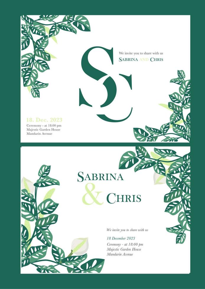wijnoogst groen bloemen ornament Aan bruiloft kaart achtergrond vector