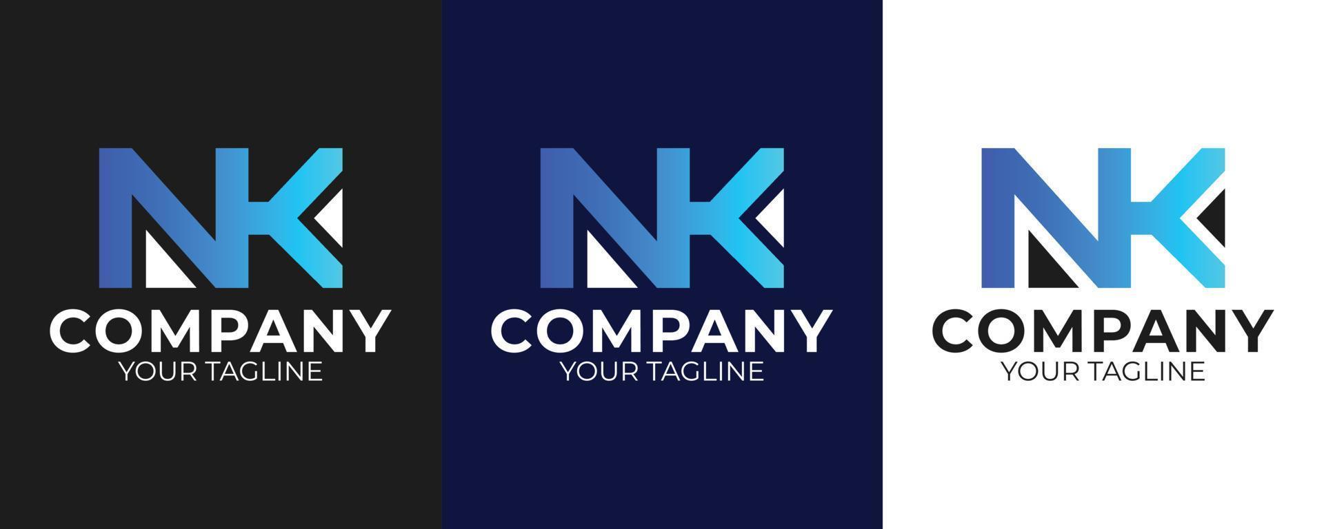 nk brief schoon modern en minimalistische logo merk identiteit ontwerp vector