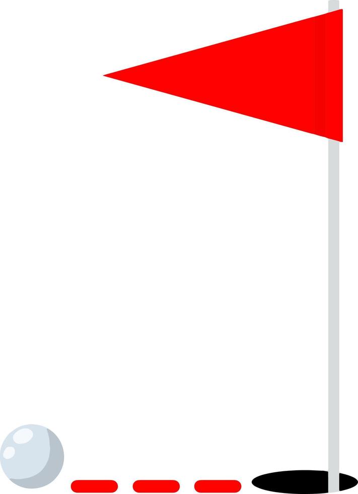 golf Cursus. zomer sport- en hobby. rood vlag met gat en bal. tekenfilm vlak illustratie vector