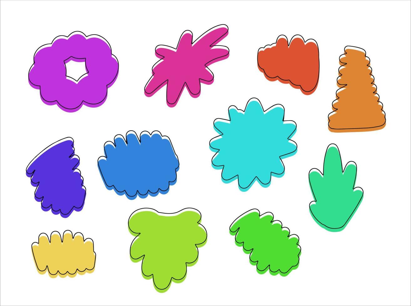 set van abstracte vormen. geometrische veelkleurige basisvorm voor eenvoudige bloemenprints. platte kinder cartoon doodle vector