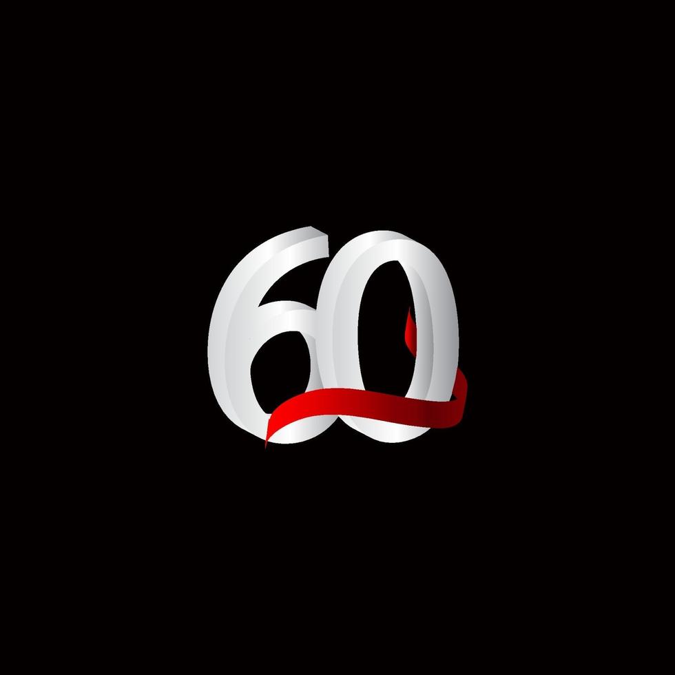 60 jaar verjaardag viering nummer zwart-wit sjabloon ontwerp vectorillustratie vector