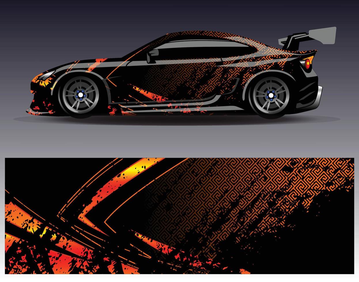 auto wrap ontwerp vector. grafische abstracte streep racen achtergrond kit ontwerpen voor wrap voertuig race auto rally avontuur en livery vector