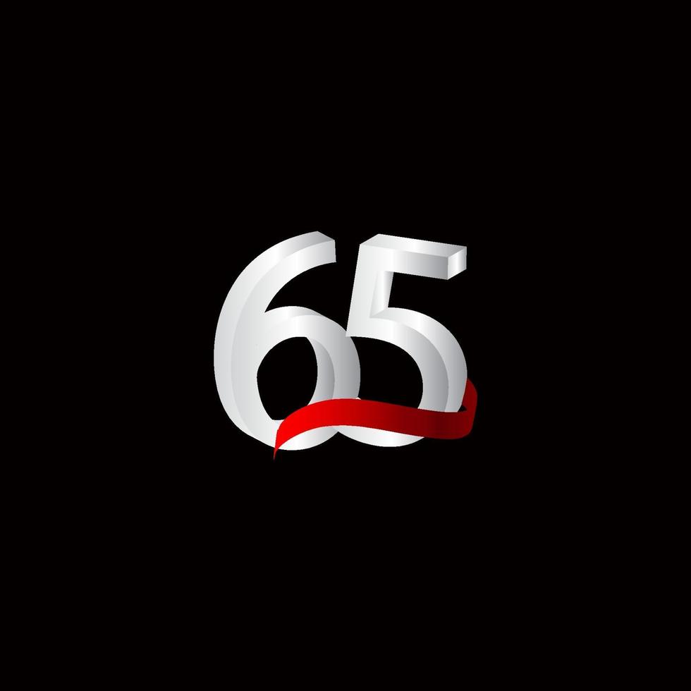 65 jaar verjaardag viering nummer zwart-wit sjabloon ontwerp vectorillustratie vector