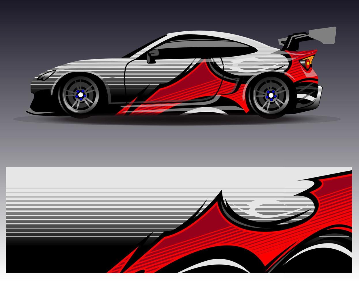 auto wrap ontwerp vector. grafische abstracte streep racen achtergrond kit ontwerpen voor wrap voertuig race auto rally avontuur en livery vector