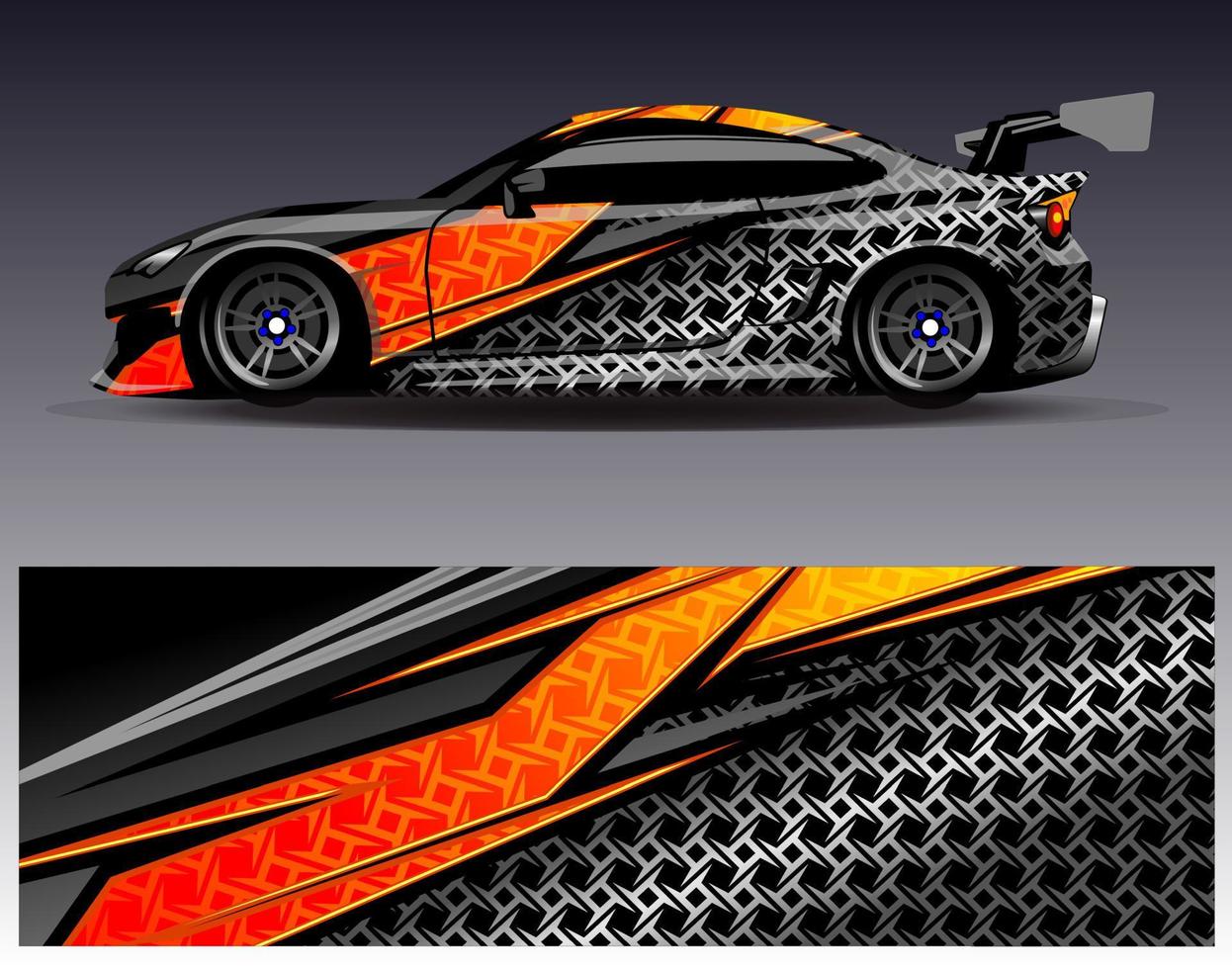 auto wrap ontwerp vector. grafische abstracte streep racen achtergrond kit ontwerpen voor wrap voertuig race auto rally avontuur en livery vector