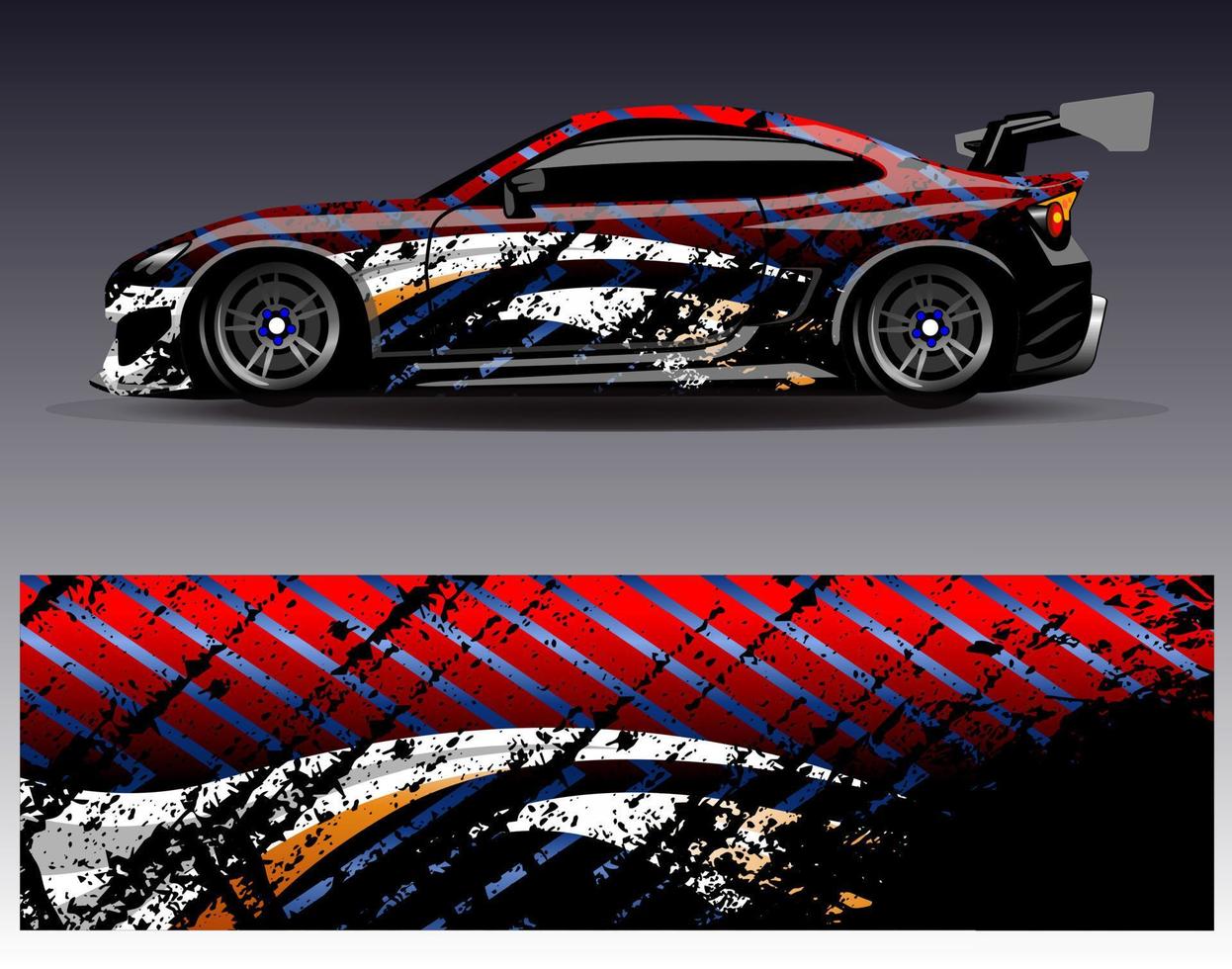 auto wrap ontwerp vector. grafische abstracte streep racen achtergrond kit ontwerpen voor wrap voertuig race auto rally avontuur en livery vector