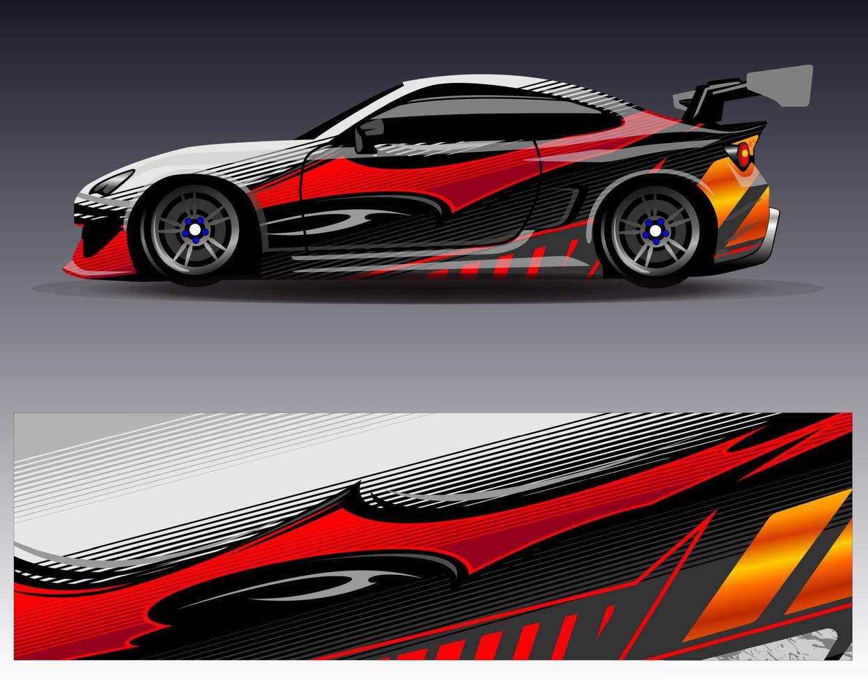 auto wrap ontwerp vector. grafische abstracte streep racen achtergrond kit ontwerpen voor wrap voertuig race auto rally avontuur en livery vector