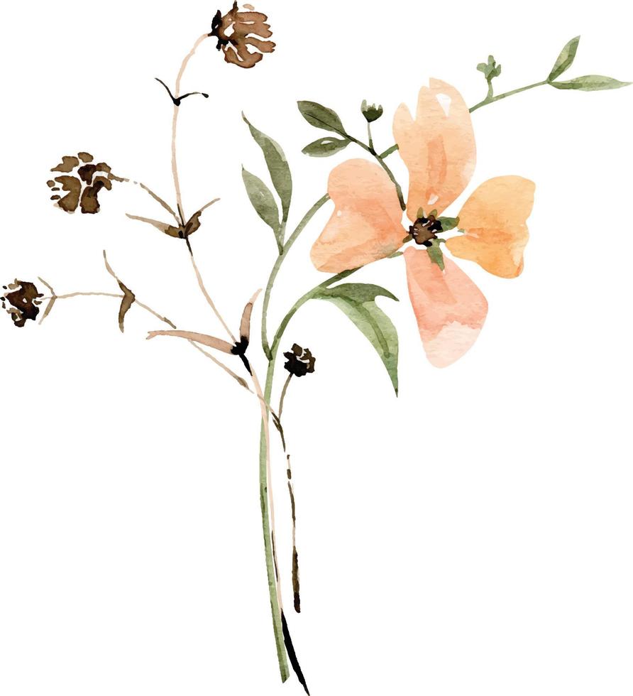 waterverf illustratie van een boeket met een roze bloem, voor ansichtkaarten en ontwerp. vector