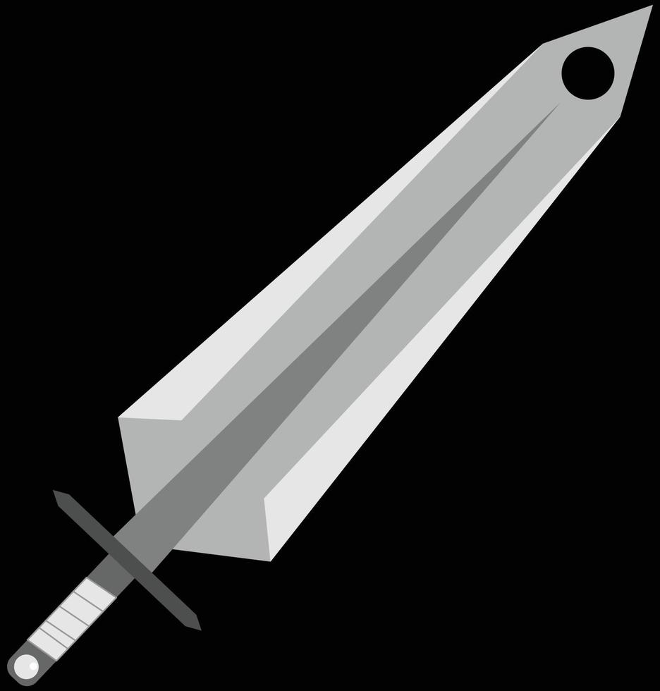 een denkbeeldig zwaard, groot zwaard met een diamant Aan de handvat, anime stijl zwaard, video spellen wapen, zwart en grijs en wit kleuren, geschikt voor gaming ontwerp en gamers profiel afbeelding, zwaard vector