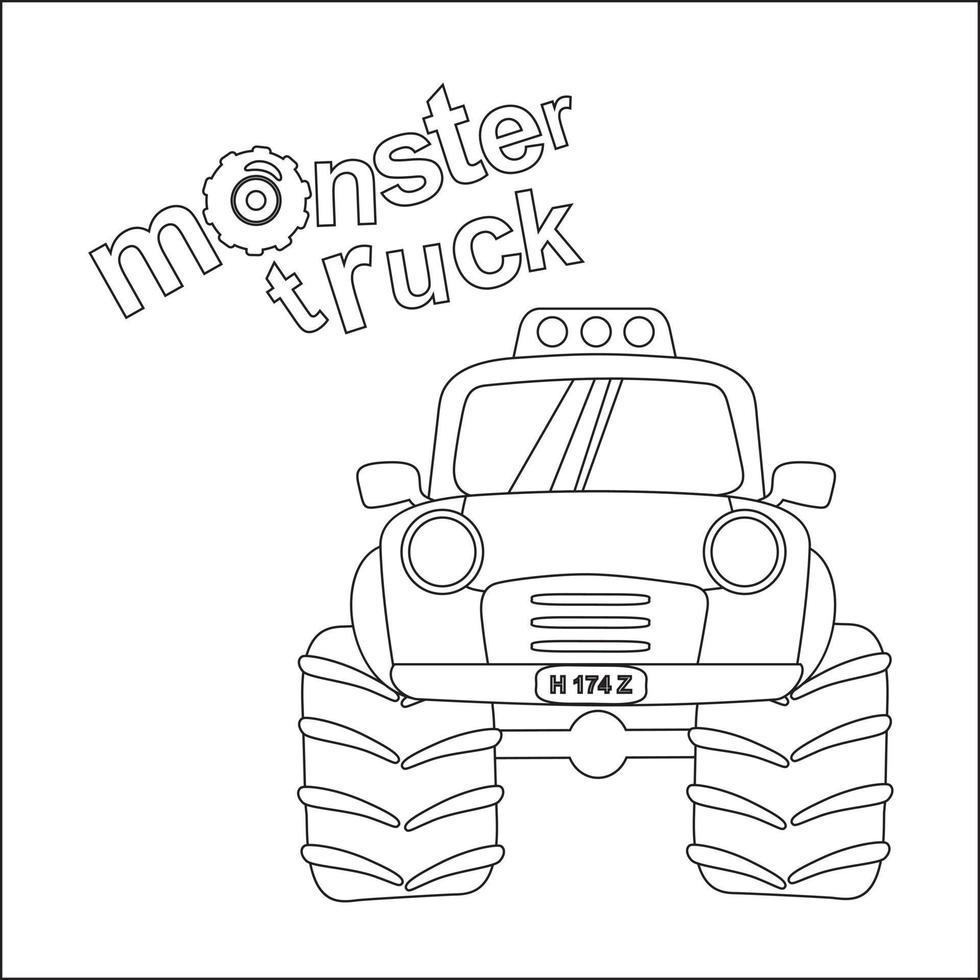 vector illustratie van monster vrachtauto met tekenfilm stijl. tekenfilm geïsoleerd vector illustratie, creatief vector kinderachtig ontwerp voor kinderen werkzaamheid kleuren boek of bladzijde.