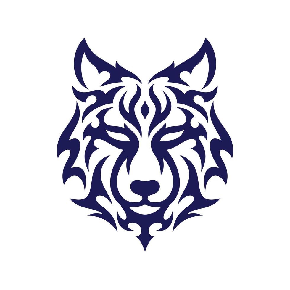 tribal wolf hoofd logo. tatoeëren ontwerp. dier stencil vector illustratie