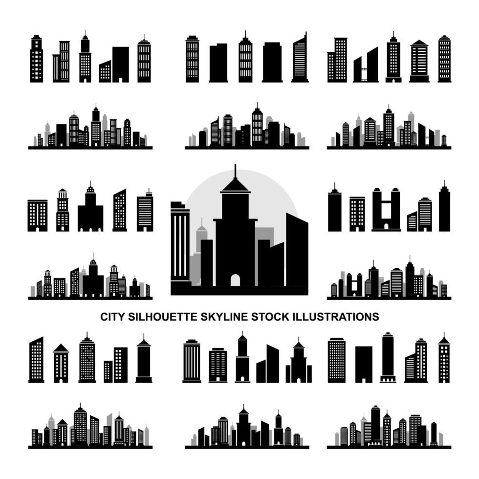 stad silhouet voorraad vector illustraties