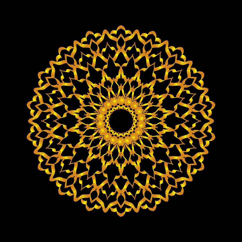 luxe mandala met gouden arabesk patroon Arabisch Islamitisch zwart achtergrond vector