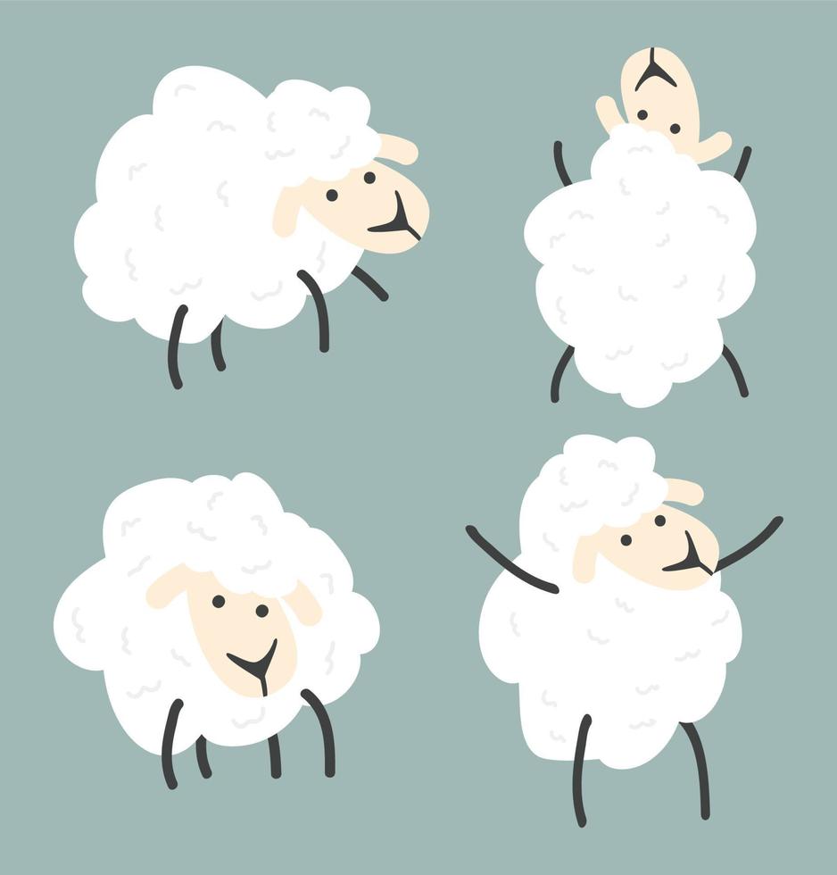 schattig wit weinig schapen tekening reeks vector