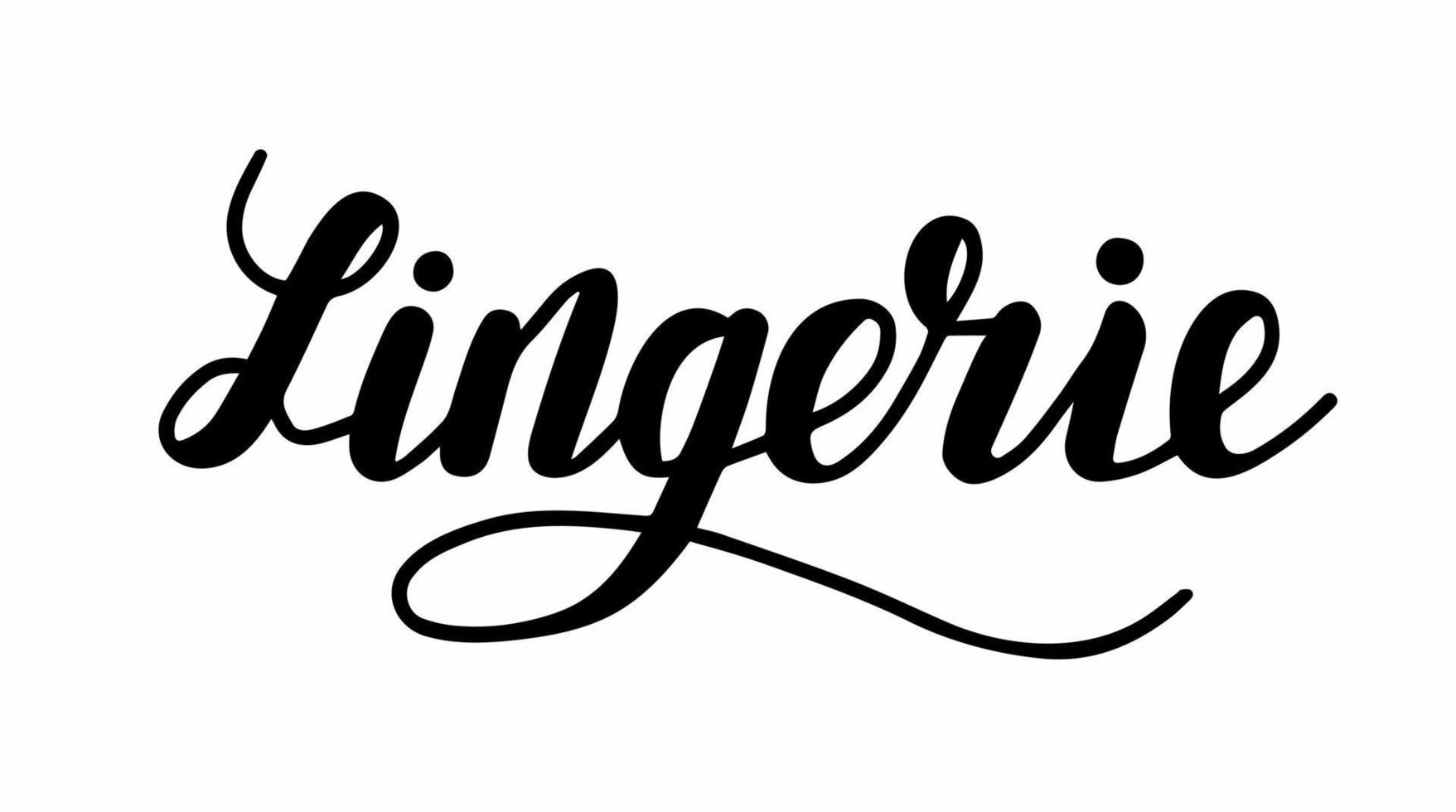 lingerie, prachtig belettering geschreven met elegant kalligrafische doopvont of script. geïsoleerd opschrift in zwart. vector