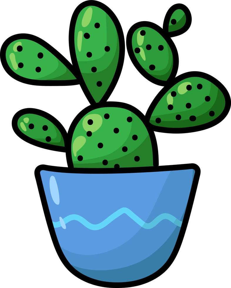 vector doodles cactus, fabriek in een bloem blauw pot