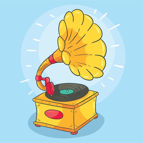 Hand getrokken Gramophone Vector