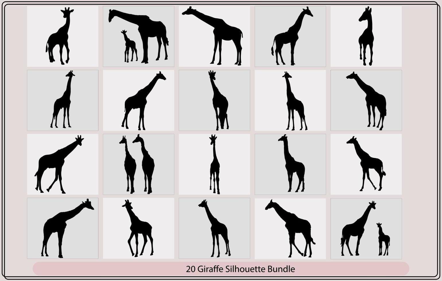 silhouet van een giraf, stel van vector silhouetten van giraffen, vector tekening silhouet van een giraffe