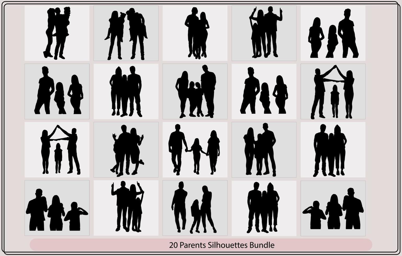 familie silhouetten, ouders illustrator instellen, vectoren, geïsoleerd silhouet familie, vector