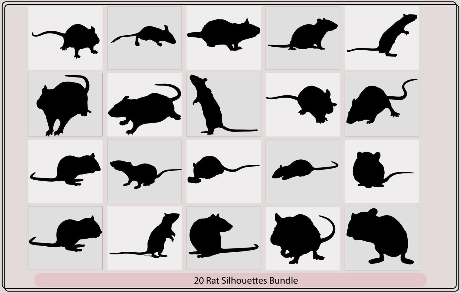 Rat en muis verzameling, vector silhouet, staand Rat silhouet, de zwart silhouet van een Rat of muis is zittend met een staart