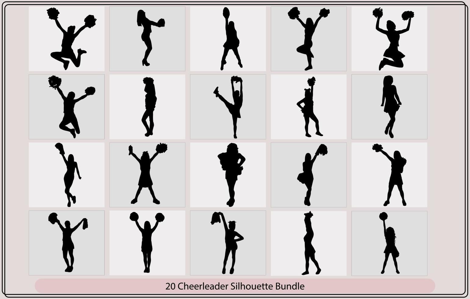 silhouet cheerleaders, sport cheerleader in silhouet, springen meisjes cheerleaders silhouet, vector