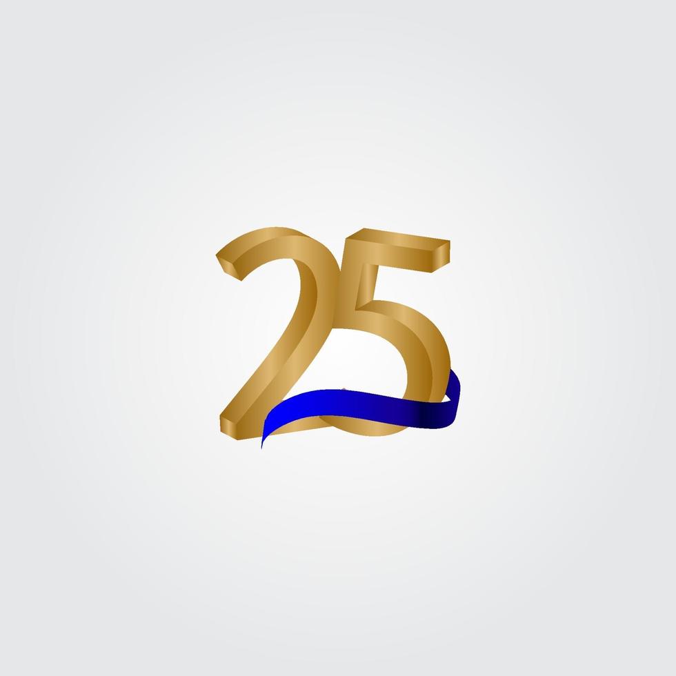 25 jaar verjaardag viering nummer gouden vector sjabloon ontwerp illustratie