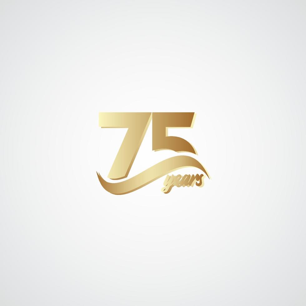 75 jaar Jubileumfeest elegante gouden logo vector sjabloon ontwerp illustratie