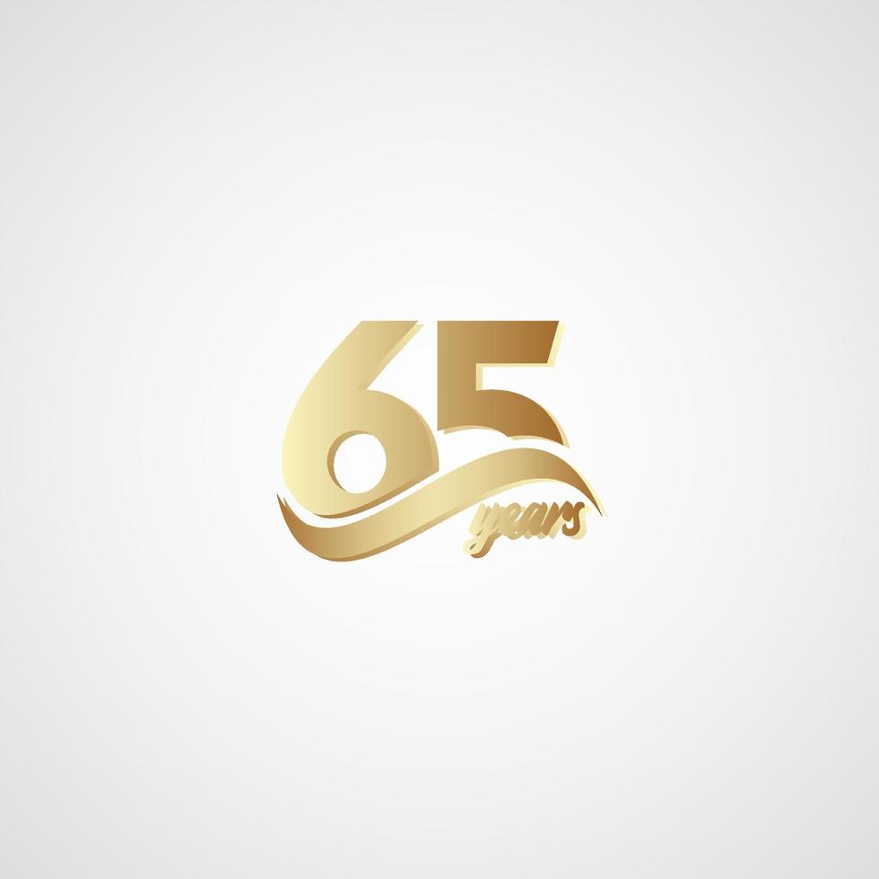 65 jaar verjaardag viering elegante gouden logo vector sjabloon ontwerp illustratie