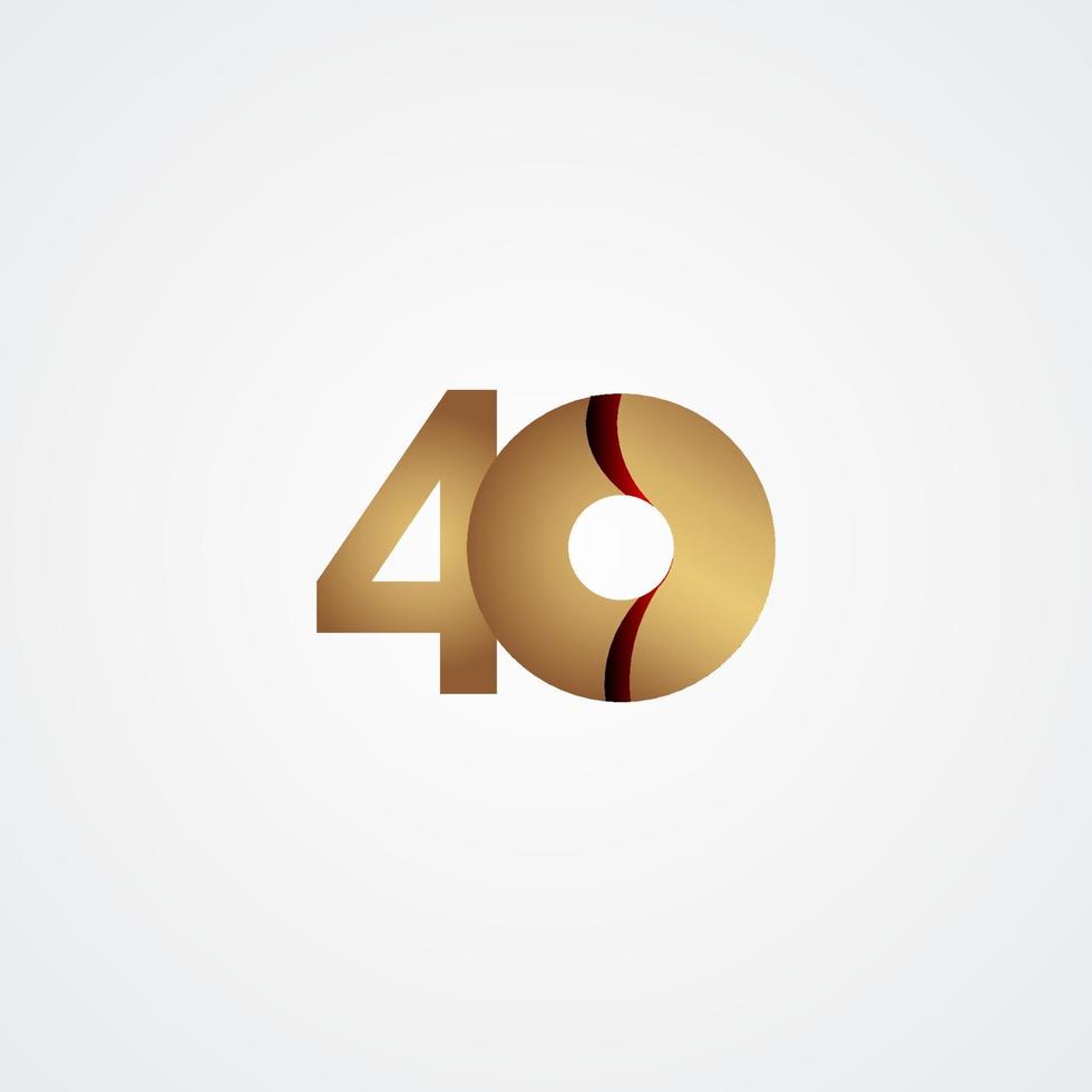 40 jaar verjaardag viering gouden vector sjabloon ontwerp illustratie