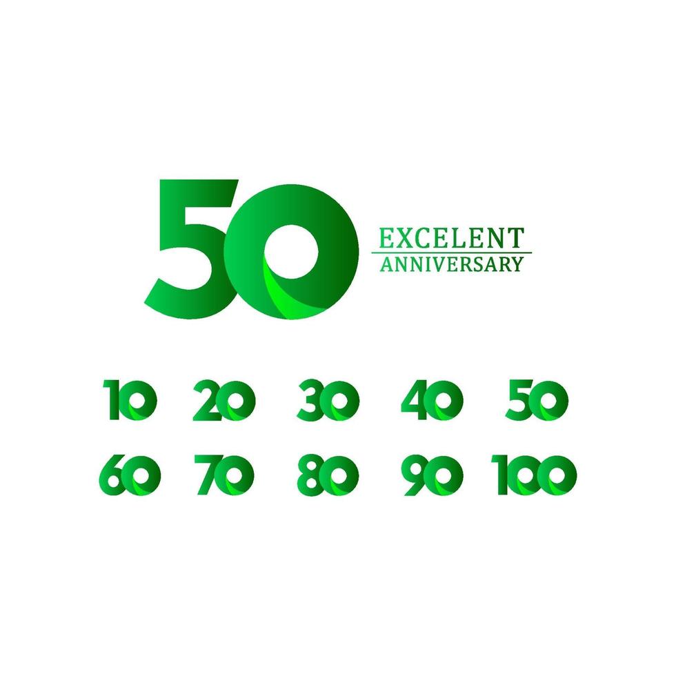 50 jaar uitstekende verjaardag viering groen logo vector sjabloon ontwerp illustratie