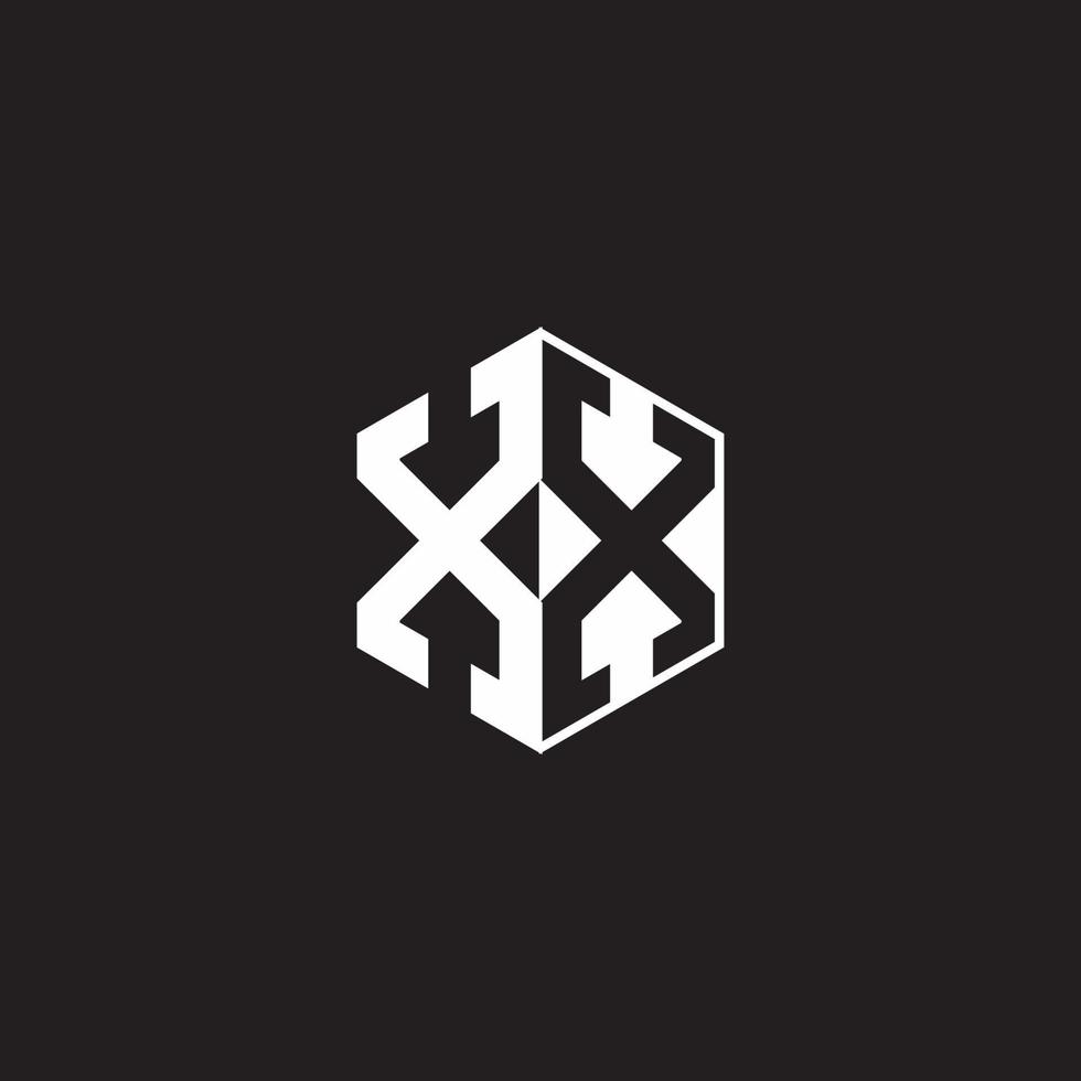 xx logo monogram zeshoek met zwart achtergrond negatief ruimte vector