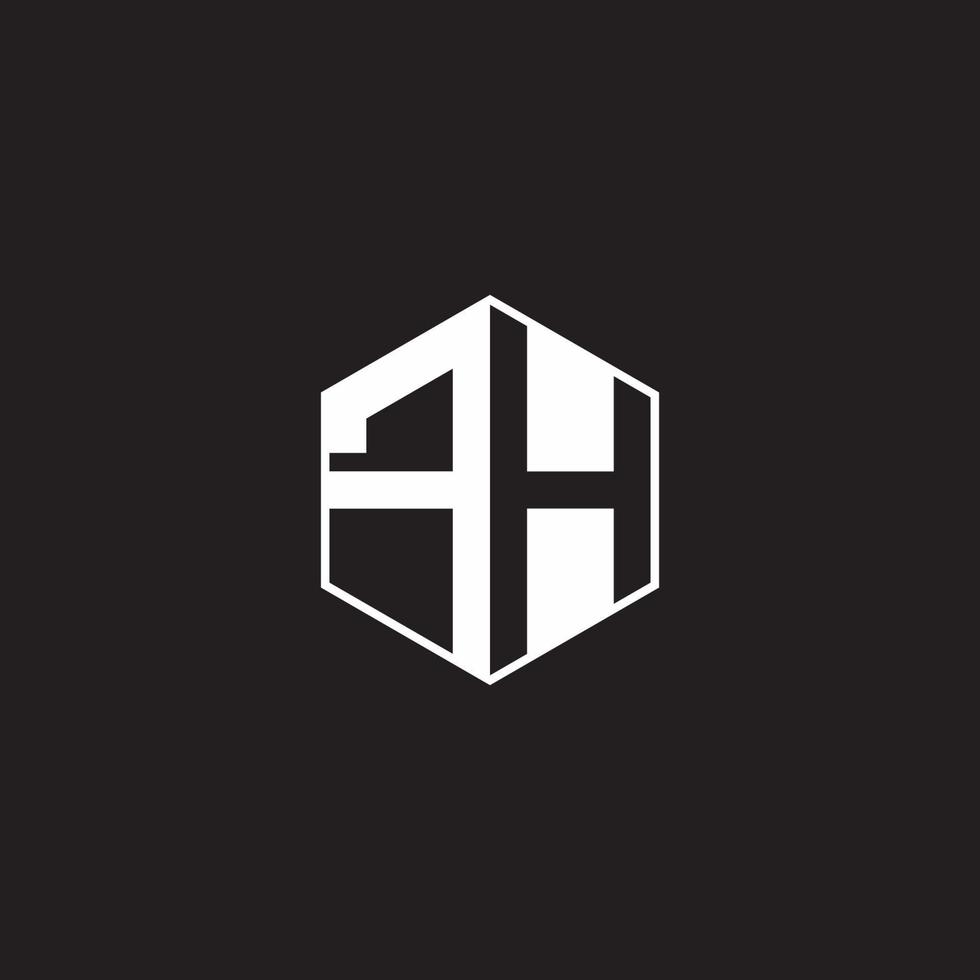fh logo monogram zeshoek met zwart achtergrond negatief ruimte stijl vector