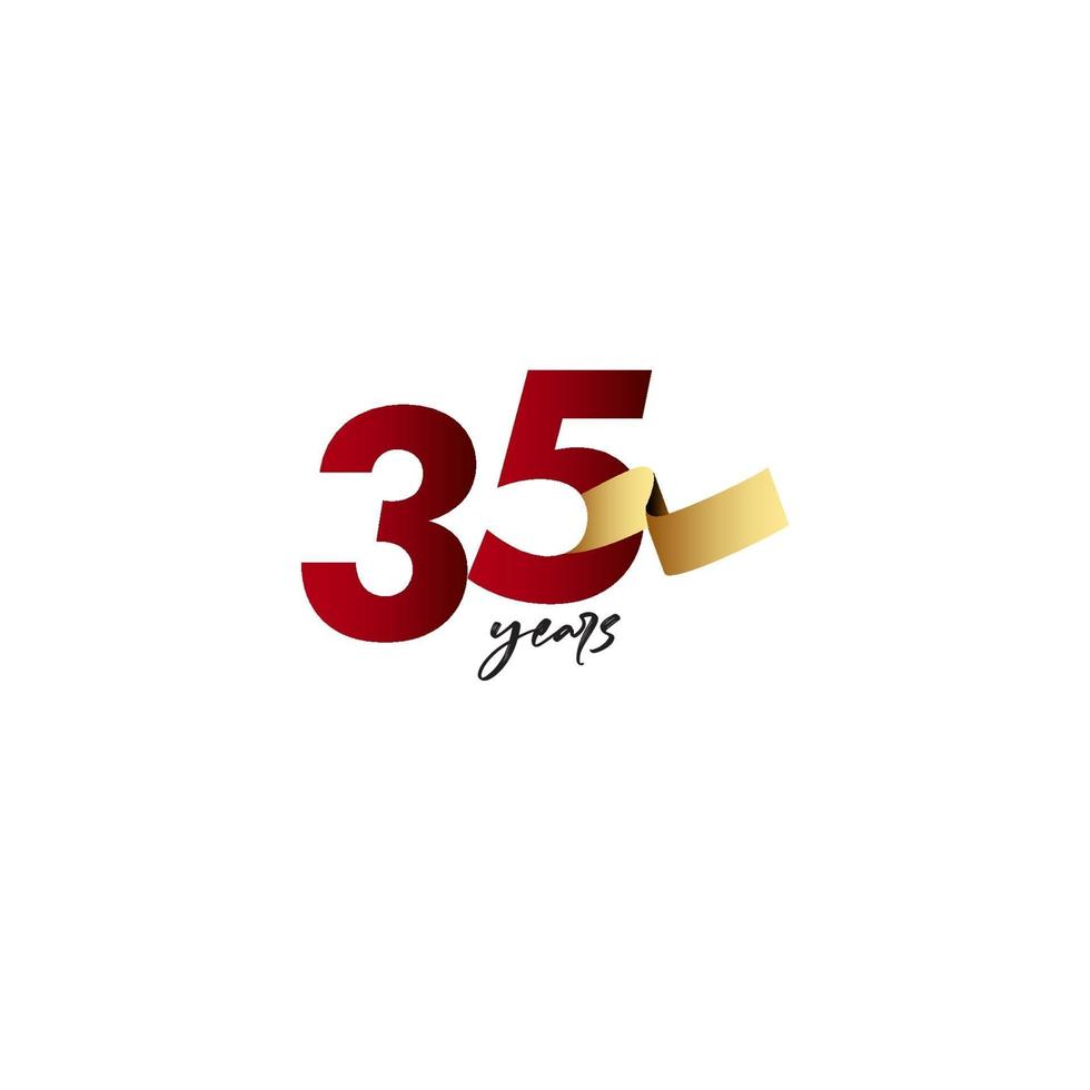 35 jaar verjaardag viering gouden lint sjabloon ontwerp vectorillustratie vector