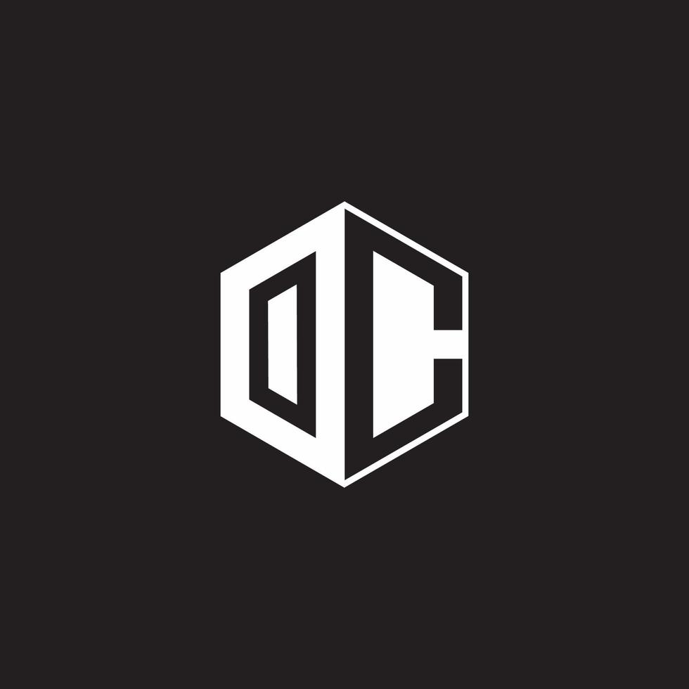 oc logo monogram zeshoek met zwart achtergrond negatief ruimte stijl vector