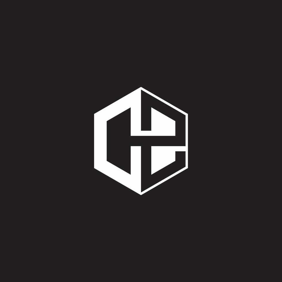 cz logo monogram zeshoek met zwart achtergrond negatief ruimte stijl vector