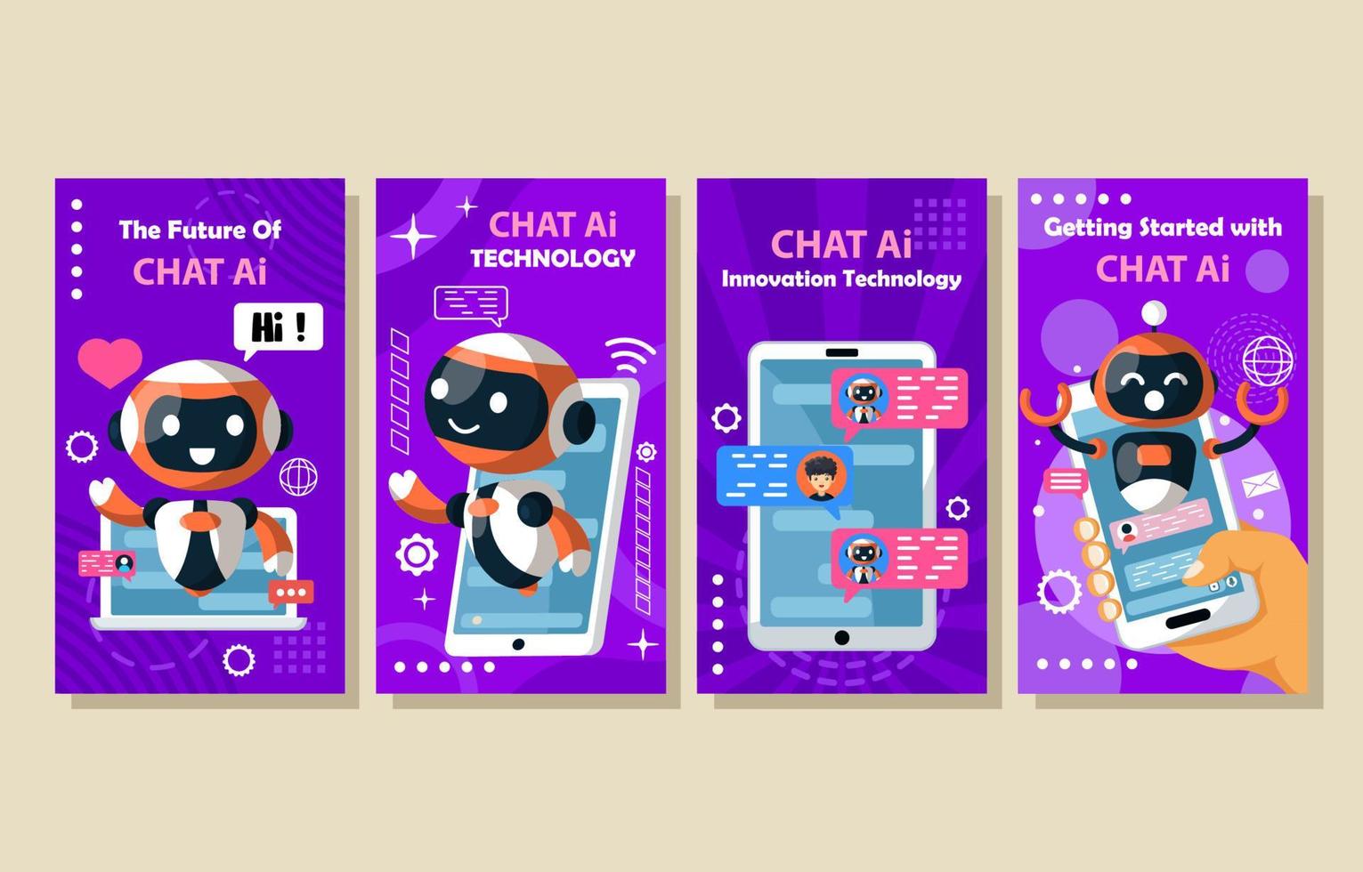 sociaal media verhaal met Chatbot ai concept vector