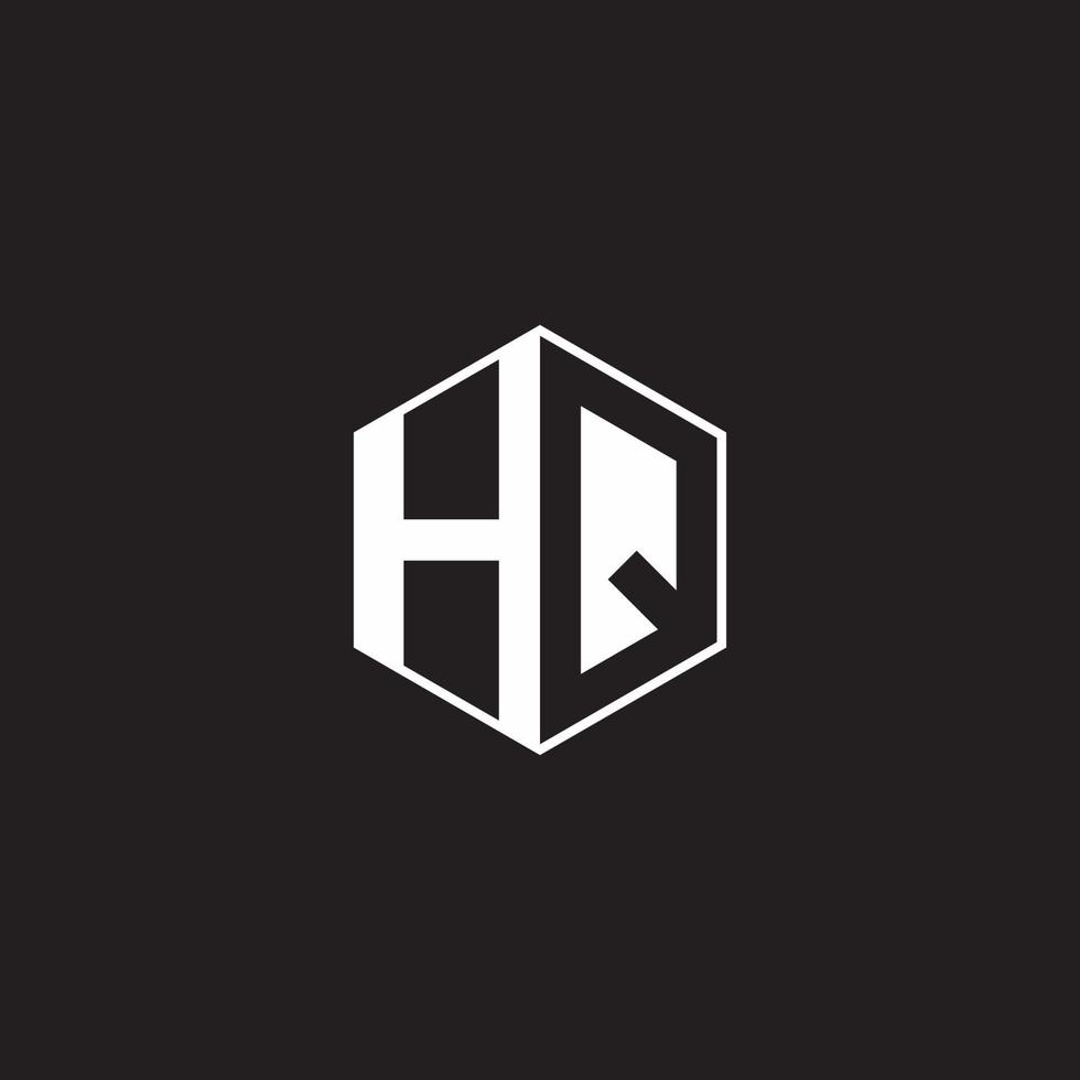 hq logo monogram zeshoek met zwart achtergrond negatief ruimte stijl vector