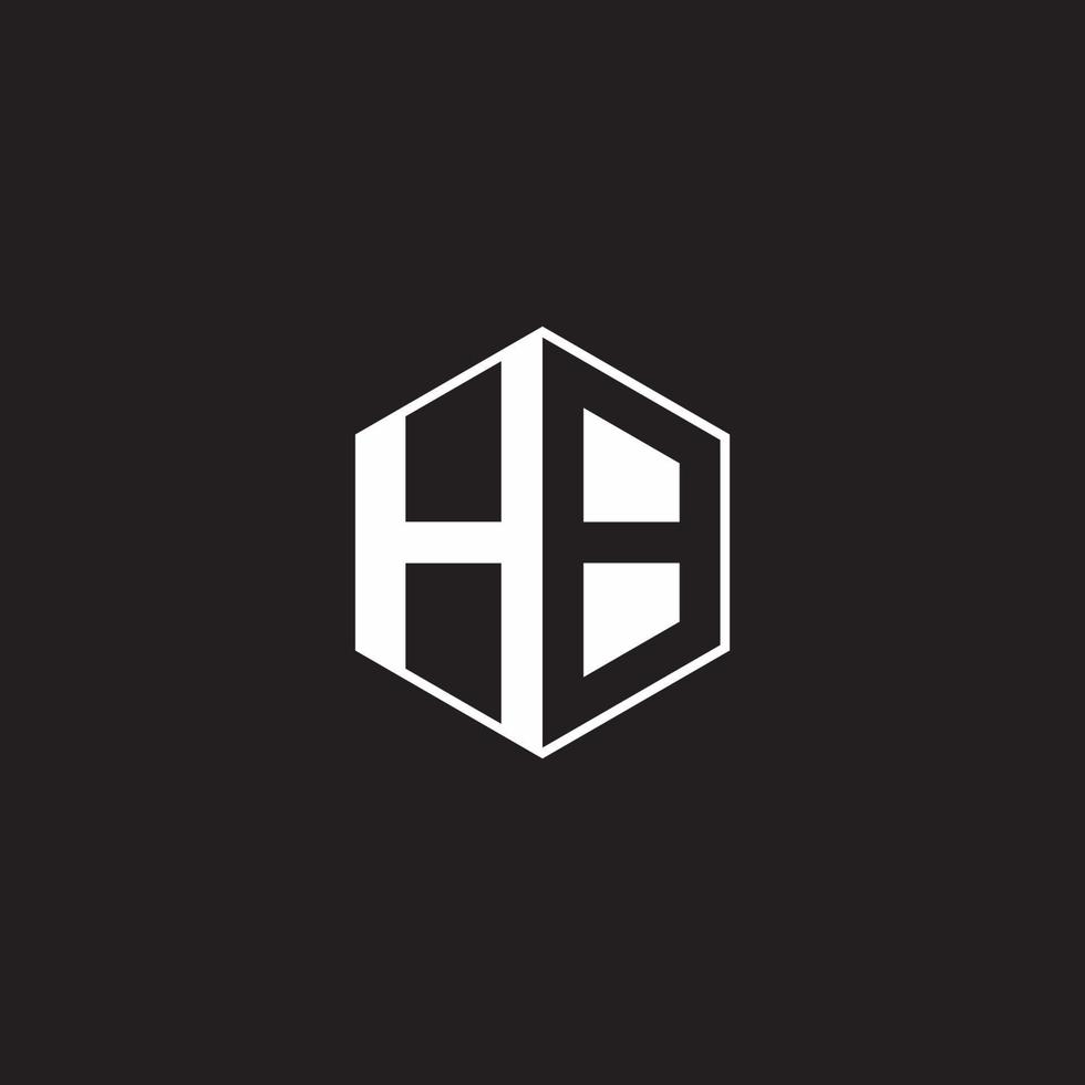 hb logo monogram zeshoek met zwart achtergrond negatief ruimte stijl vector