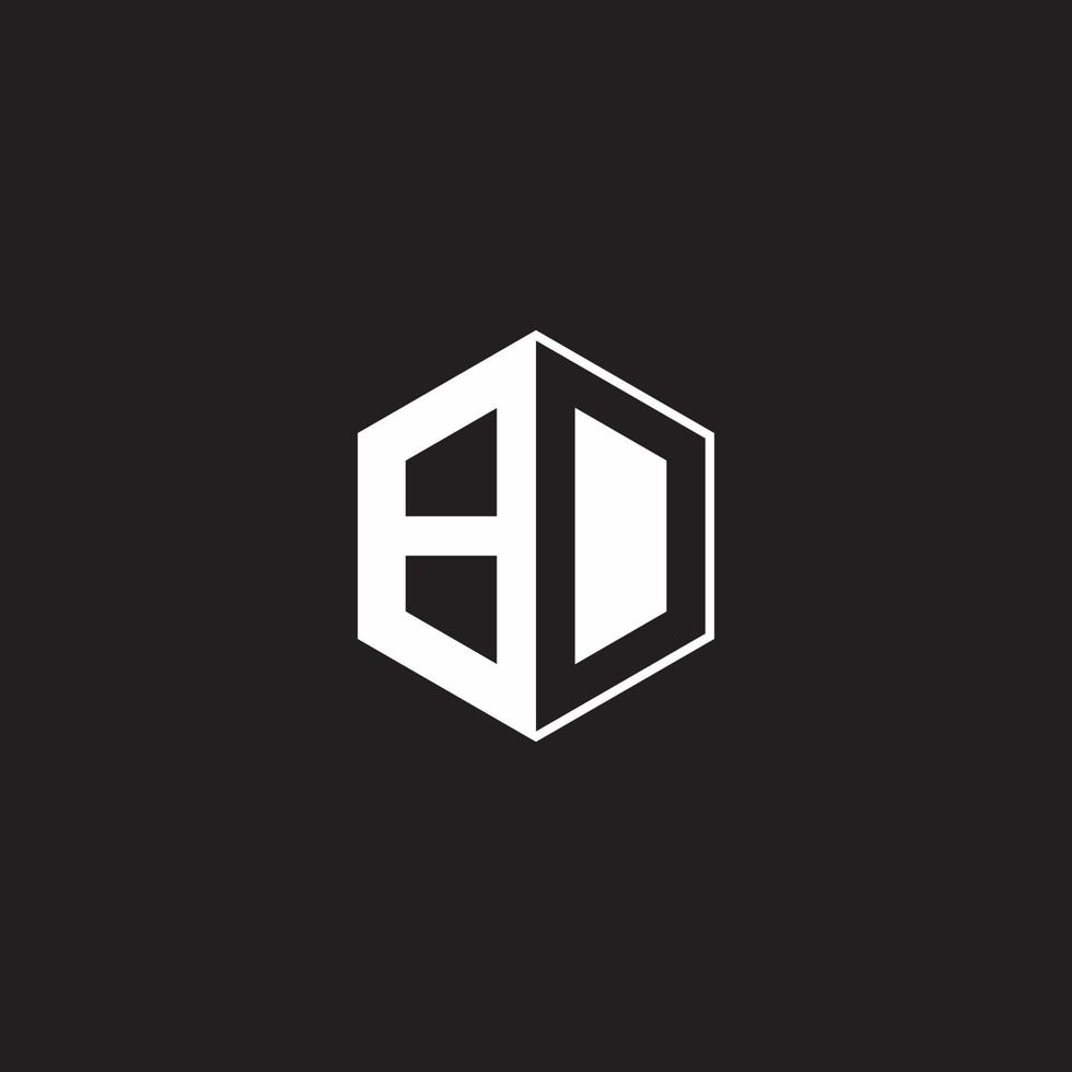 bd logo monogram zeshoek met zwart achtergrond negatief ruimte stijl vector