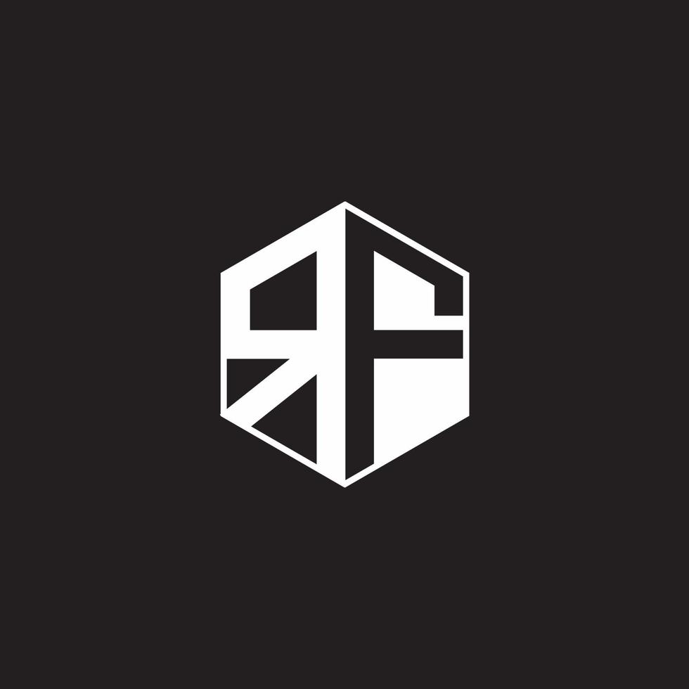 rf logo monogram zeshoek met zwart achtergrond negatief ruimte stijl vector