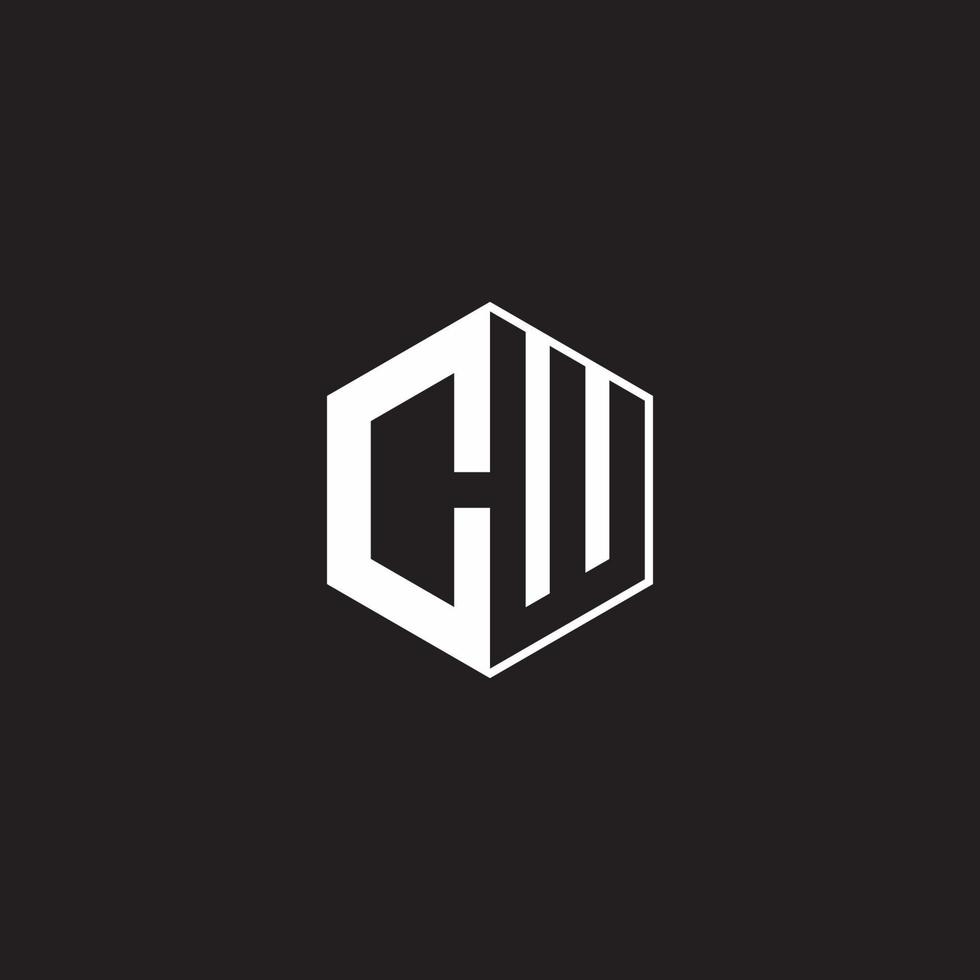 cw logo monogram zeshoek met zwart achtergrond negatief ruimte stijl vector