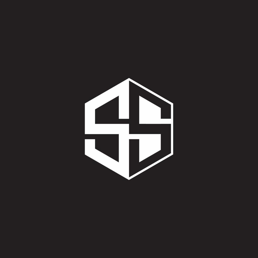 ss logo monogram zeshoek met zwart achtergrond negatief ruimte stijl vector