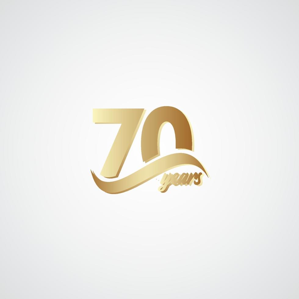 70 jaar verjaardag viering elegante gouden logo vector sjabloon ontwerp illustratie