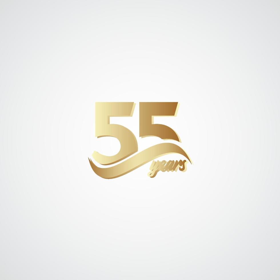 55 jaar verjaardag viering elegante gouden logo vector sjabloon ontwerp illustratie