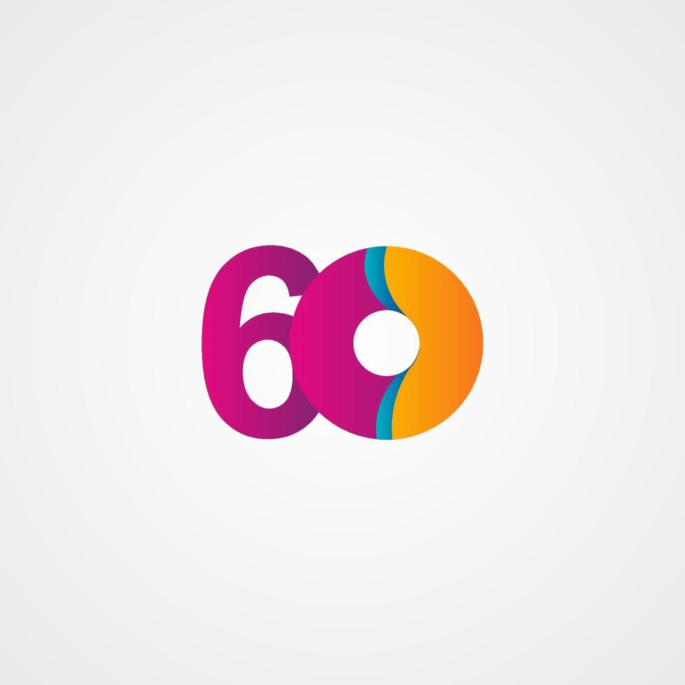 60 jaar verjaardag viering paarse vector sjabloon ontwerp illustratie