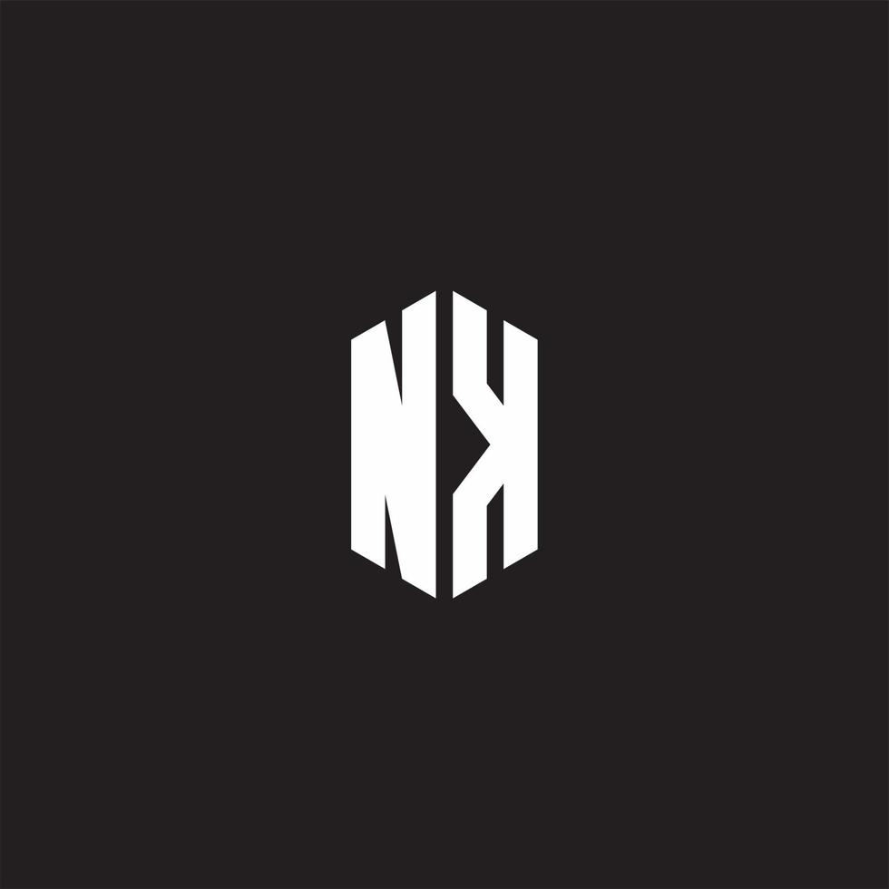 nk logo monogram met zeshoek vorm stijl ontwerp sjabloon vector